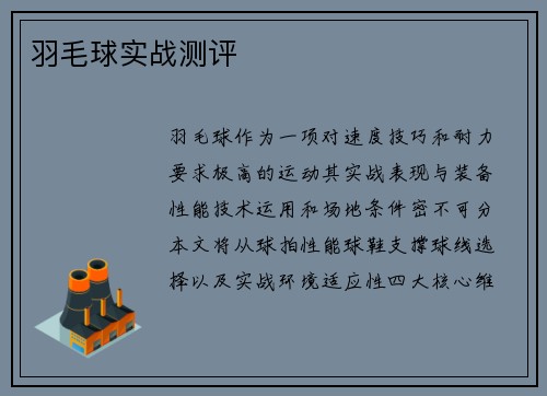 羽毛球实战测评