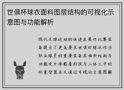 世俱杯球衣面料图层结构的可视化示意图与功能解析